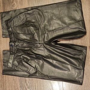 ❤️ 80S VINTAGE TALL COLLECTION GENUINE LEATHER HIGH RISE PLEATED STRAIGHT PANTS